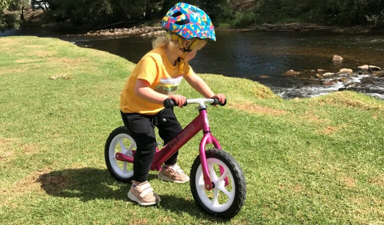 learning to ride a balance bike